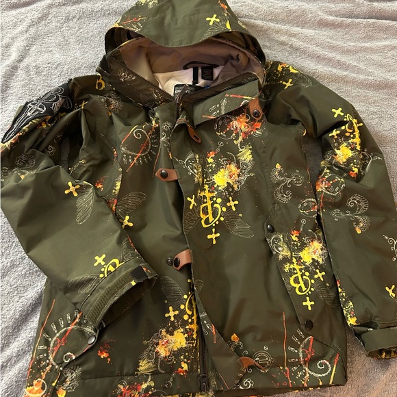 Women's Bonfire Ski & Snow Jacket - Green with yellow and orange accents - Picture 1 of 4